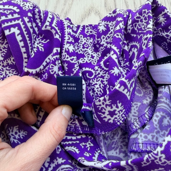 Chaps Purple White Paisley Printed Gored Stretch Jersey Skirt Size Small - Picture 6 of 7